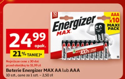 Baterie Energizer MAX AA lub AAA promocja w Auchan