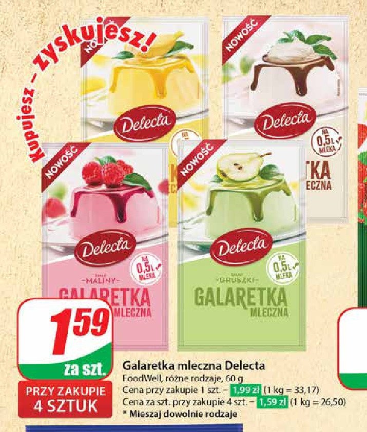 Galaretka mleczna gruszkowa Delecta promocja