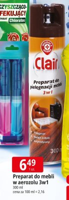 Preparat do mebli w aerozolu 3w1 Clair promocja w Leclerc