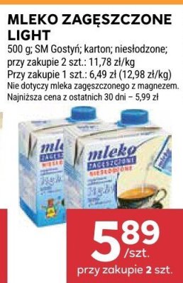 Mleko zagęszczone Light niesłodzone promocja w Stokrotka