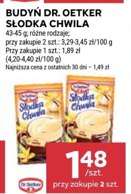 Budyń Dr. Oetker słodka chwila różne rodzaje promocja w Stokrotka