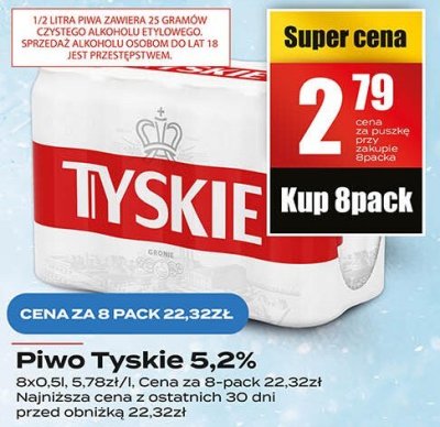 Piwo Tyskie 5,2% promocja w Supeco