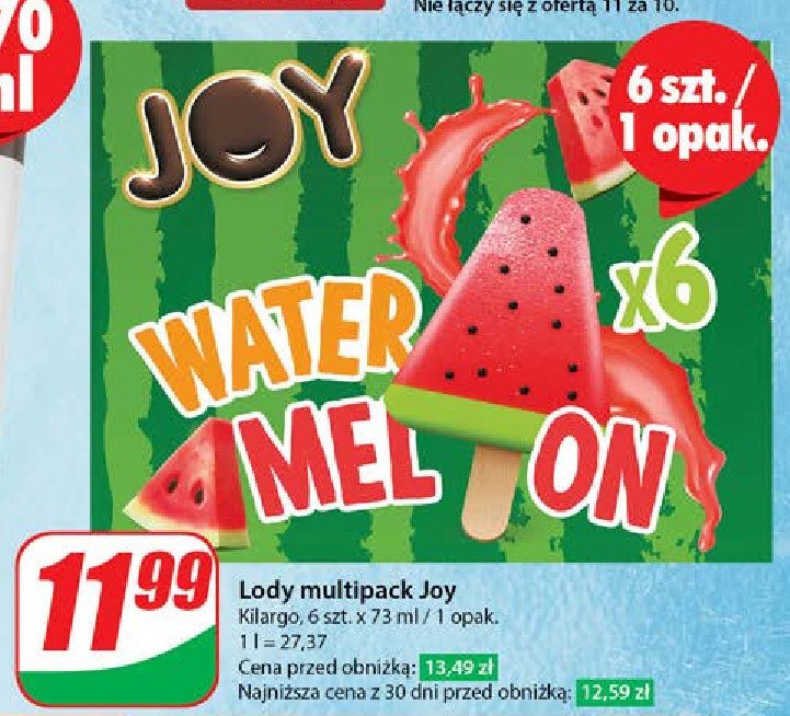 Lody watermelon Joy fruits promocja w Dino