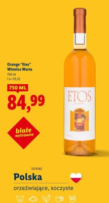 Wino Orange Etos Winnica Warto czerwone wytrawne promocja w Lidl