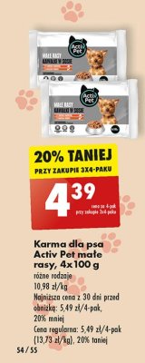 Karma dla psa kawa艂ki w sosie ma艂e rasy 2x z kurczakiem i warzywami + 2x z wo艂owin膮 Activ pet promocja