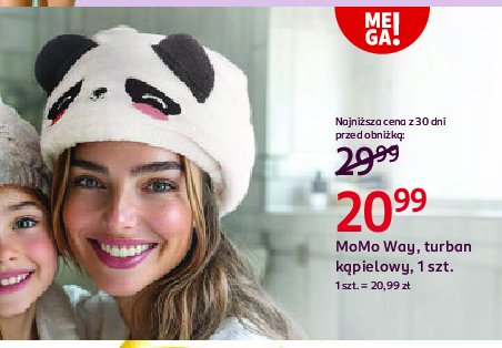 Turban do osuszania włosów panda Momo way promocja w Rossmann