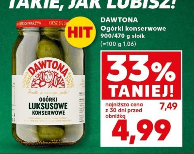 Ogórki konserwowe Dawtona 900/470 g promocja w Kaufland