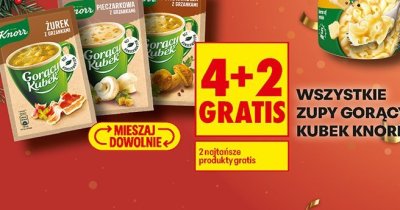 Wszystkie zupy gorący kubek Knorr 4+2 gratis promocja w Biedronka