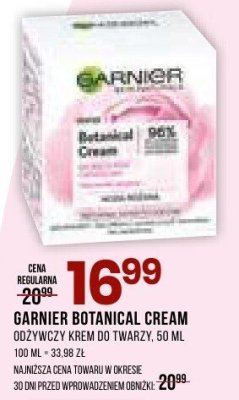 Odżywczy krem do twarzy GARNIER Botanical Cream promocja w Drogerie Natura