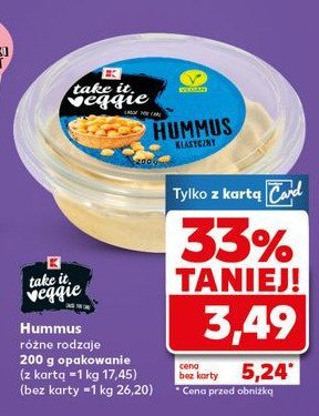Hummus klasyczny K-classic takie it veggie promocja