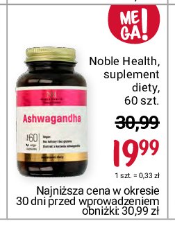 Ashwagandha w tabletkach Noble health promocja