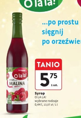 Syrop O LA LA! malina promocja w Intermarche