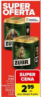 Piwo ZUBR promocja w Carrefour Market