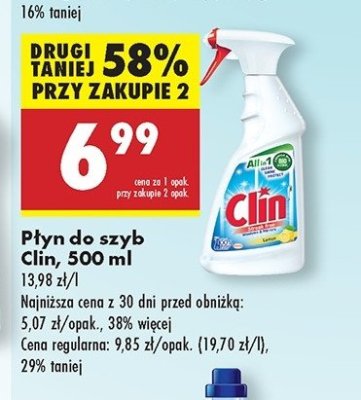 P艂yn do mycia szyb cytrynowy Clin promocja