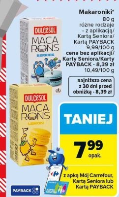 Makaroniki Dulcesol Macarons różne rodzaje promocja w Carrefour Market