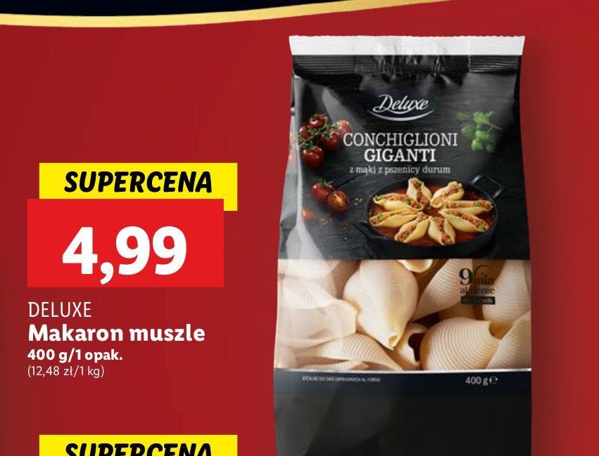 Makaron conchiglioni Deluxe promocja w Lidl