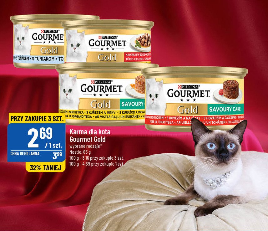 Karma dla kota savoury cake z wołowiną Purina gourmet gold promocja