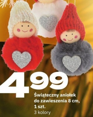 Dekoracja świąteczny aniołek do zawieszenia 8 cm 3 kolory promocja w Twój Market
