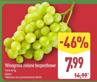 Winogrona zielone bezpestkowe promocja w Aldi