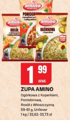 Zupa Amino Ogórkowa z Koperkiem, Pomidorowa, Rosół z Włoszczyzną Unilever promocja w Chorten