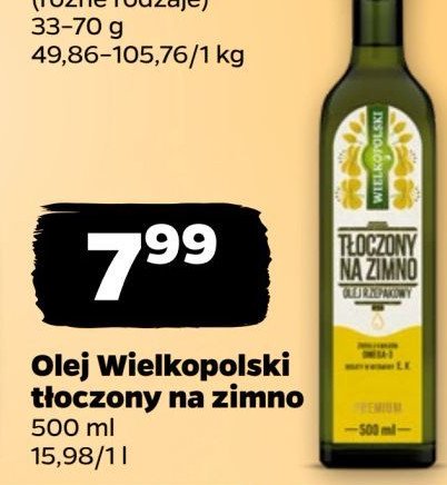 Olej rzepakowy tłoczony na zimno Wielkopolski rzepakowy promocja