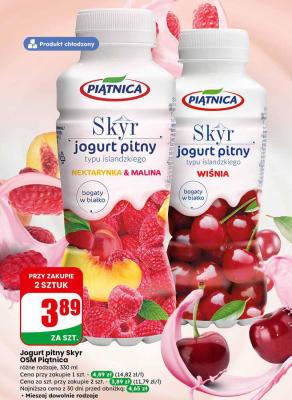 Jogurt pitny Skyr OSM Piątnica wiśnia promocja w Dino