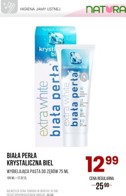 Pasta do zębów Krystaliczna Biel Extra White wybielająca Biała Perła promocja w Drogerie Natura