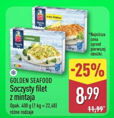 Soczysty filet z mintaja GOLDEN SEAFOOD różne rodzaje promocja w Aldi