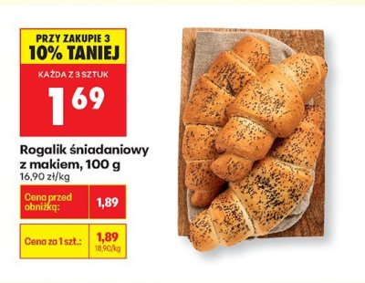 Rogalik śniadaniowy z makiem, 100 g promocja w Biedronka