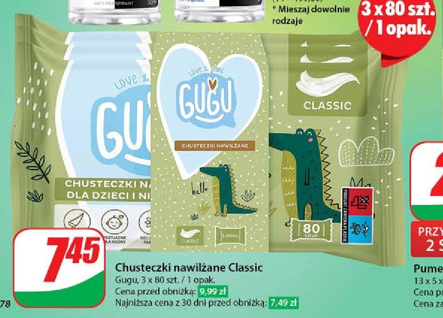 Chusteczki nawilżane love & care Gugu classic promocja