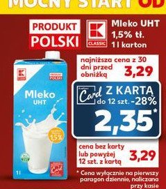 Mleko 1.5 % K-classic promocja