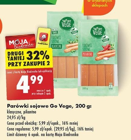 Parówki sojowe pikantne Govege promocja