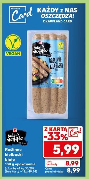 Kiełbaski roślinne białe K-classic takie it veggie promocja