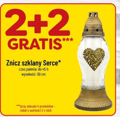 Znicz szklany Serce 2+2 gratis promocja w POLOmarket