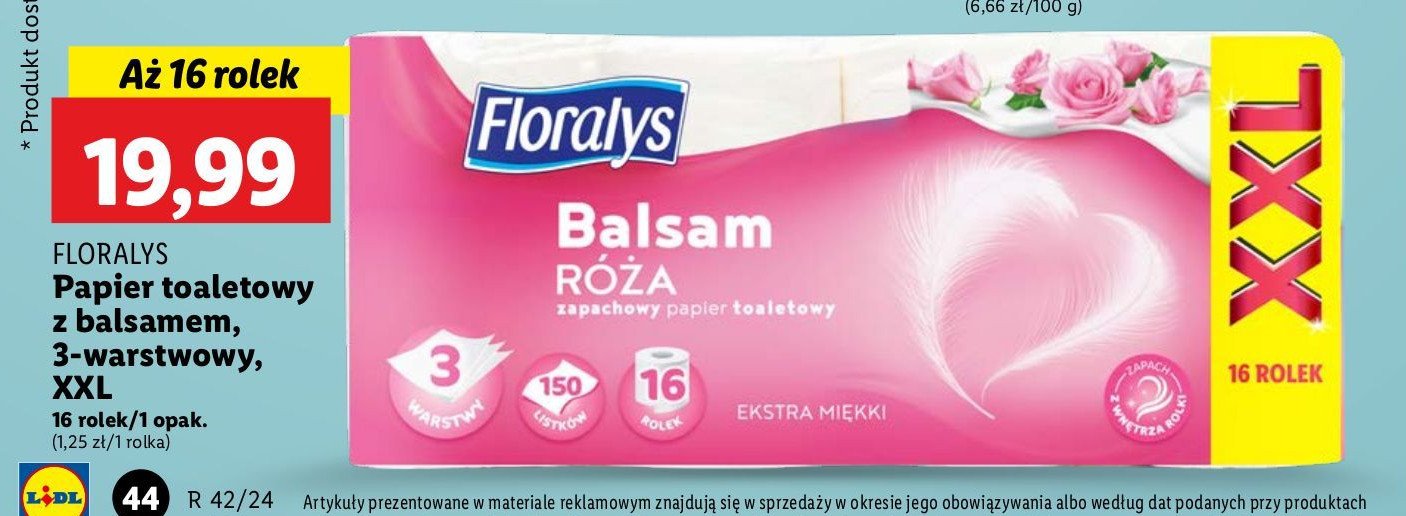 Papier toaletowy balsam róża Floralys promocja