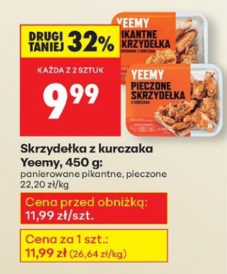 Skrzydełka z kurczaka Yeemy, 650 g: panierowane pikantne, pieczone promocja w Biedronka
