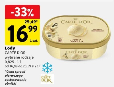 Lody Carte d'Or Vanilla promocja w Intermarche