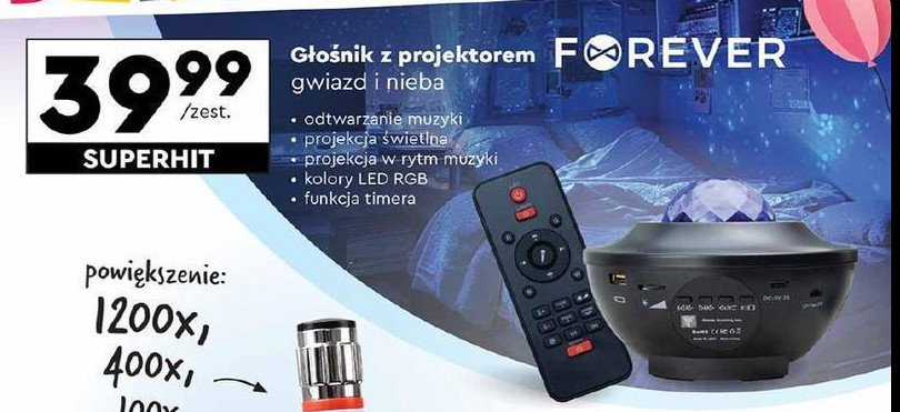 Projektor z g艂o艣nikiem Forever promocja