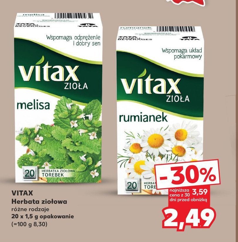 Herbata melisa Vitax zioła promocja