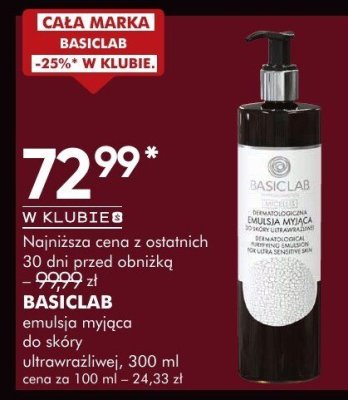 Emulsja myjąca BASICLAB emulsja myjąca do skóry ultradelikatnej, 300 ml promocja w Super-Pharm