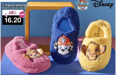 Kapcie dziecięce Psi Patrol / Król Lew promocja w Woolworth