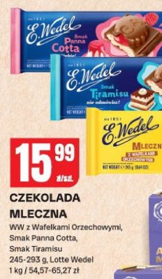 Czekolada mleczna Wedel Panna Cotta, Tiramisu, WW z wafelkami orzechowymi promocja w Chorten