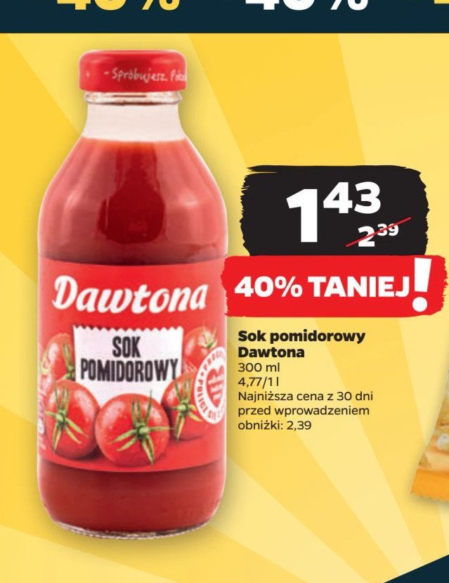 Sok pomidorowy Dawtona promocja w Netto