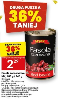 Fasola konserwowa czerwona MK, 400 g / 240 g promocja w Twój Market