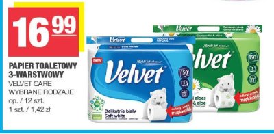 Papier toaletowy Velvet Care 3-warstwowy promocja w SPAR