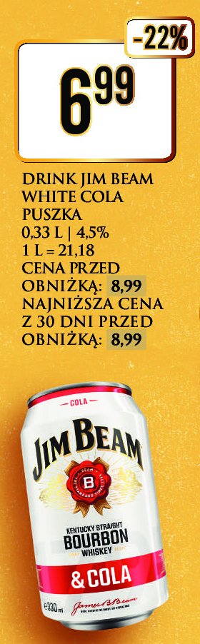 Drink Jim beam & cola promocja w Dino