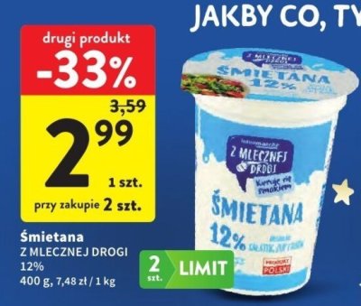 Śmietana Z Mlecznej Drogi 12% promocja w Intermarche