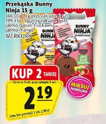 Przekąska Bunny Ninja 15 g promocja w Prim Market