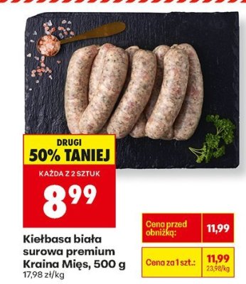 Kiełbasa biała surowa premium 500 g promocja w Biedronka