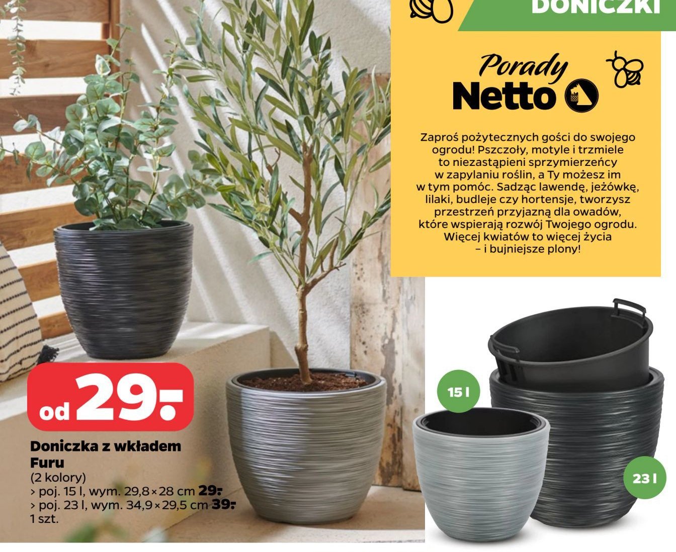 Doniczka z wk艂adem furu 15 l promocja